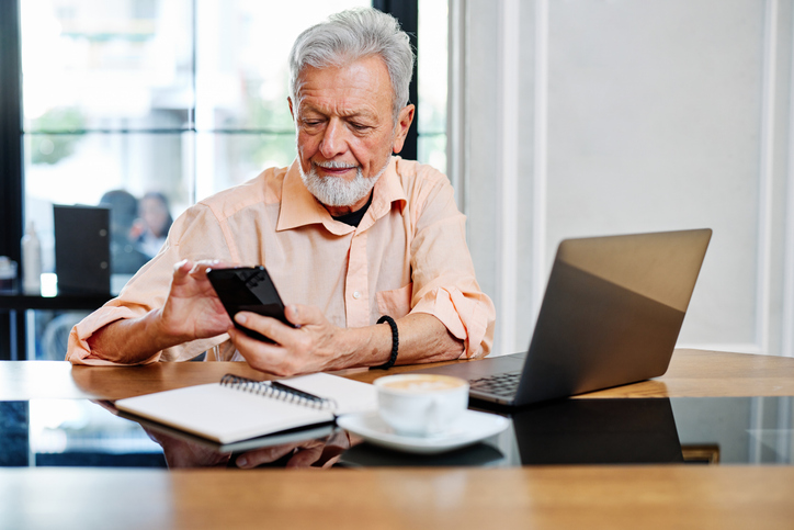 A senior reviewing his retirement savings goals.